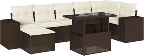 vidaXL 8 részes barna polyrattan kerti ülőgarnitúra párnákkal