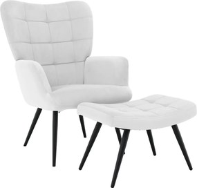 Fotel lábtartóval, világos szürke Velvet szövet/fekete, HABEN