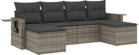 vidaXL 6 részes szürke polyrattan kerti ülőgarnitúra párnákkal