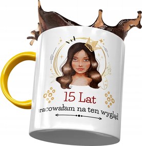 Sárga Bögre Születésnapra 15 15. 15. Ajándék Nyomtatott Fotóval