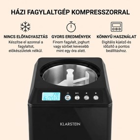 Klarstein Vanilly Sky Family, fagylaltgép, fagylalt- és fagyasztott joghurtkészítő gép, 250 W, 2,5 L, fekete