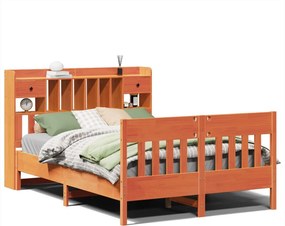vidaXL viaszbarna tömör fenyőfa ágy matrac nélkül 160 x 200 cm