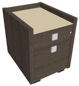 Verno mobil konténer 47 x 60 cm üveggel, 2 fiók, antracit tölgy / vanília