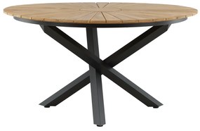 Mexico asztal teakfa asztallappal fekete ø140 cm