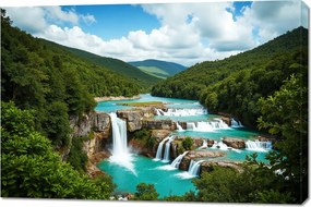 Vászonkép 120x80cm Vászonkép Hálószoba Nappaliba Panoráma Vízesések