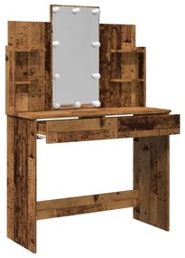 antik fa színű fésülködőasztal LED-del 96x40x142 cm