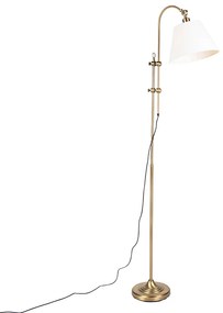 Klasszikus állólámpa bronz színű fehér árnyékolóval - Ashley
