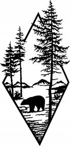 Áttört Kép Hegyek Medve Konyhába Nappaliba Fali Dekoráció 3D Panel