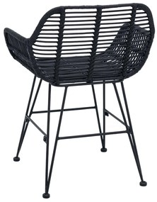 Étkezőszék 2 pcs Fekete 55 x 50 x 74 cm Rattan és Vas