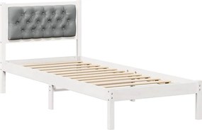 vidaXL Ágykeret fejtámlával Világosszürke 80 x 200 cm Tömör fenyőfa