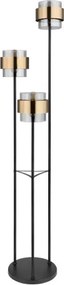 Globo 15560S Állólámpa fém fekete váz, üveg búra réz dekor gyűrűvel. Billenőkapcsolóval. ø: 430mm, M: 1670mm, Kabel 1800mm, exkl. 3x E27 60W 230V