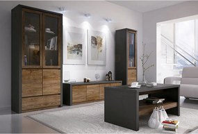 Komód, tölgy lefkas sötét/smooth szürke, MONTANA K3D