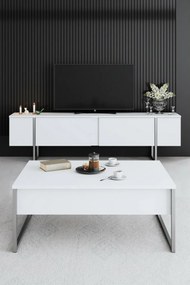 Luxe White and Silver TV-asztal