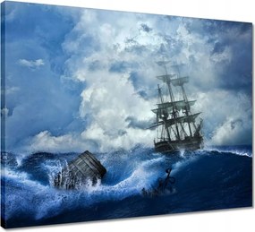 Vászonkép 50x40 Vihar Tenger Hajó Tájkép