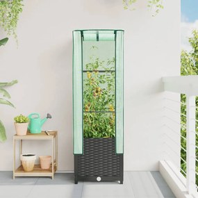 rattan megjelenésű magaságyás melegháztakaróval 40x40x139 cm