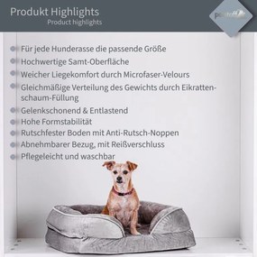 PETSTUFF® Kutyafekhely L világos szürke 106 x 80 x 18 cm