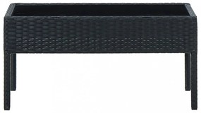 fekete polyrattan kerti asztal 75 x 40 x 37 cm
