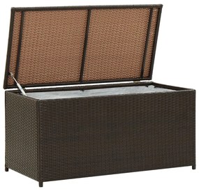 Barna polyrattan kerti tárolóláda 100 x 50 x 50 cm