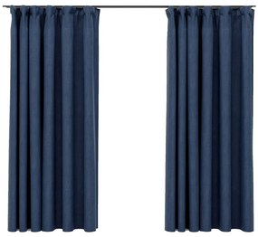 vidaXL 2 db kék vászonhatású sötétítőfüggöny kampókkal 140 x 175 cm