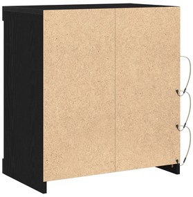 LED világítással ellátott fekete tölgy oldalrész 60,5x37x67 cm