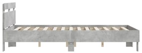 betonszürke szerelt fa ágykeret fejtámlával 135x190 cm
