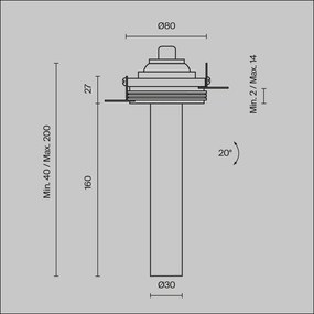 C140TRS-L200-7W3K-W Focus T Alumínium Süllyesztett Lámpa Fehér Színű LED 7 W 3000 Kelvin 460 Lumen IP20