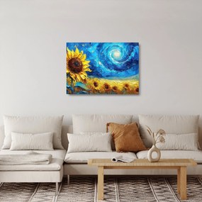 Üveg kép - Festés napraforgó (70x50 cm)