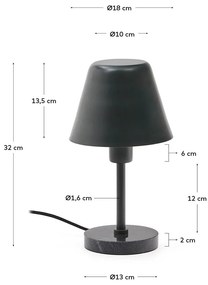 Sötétzöld-fekete márvány asztali lámpa fém búrával (magasság 32 cm) Calina – Kave Home