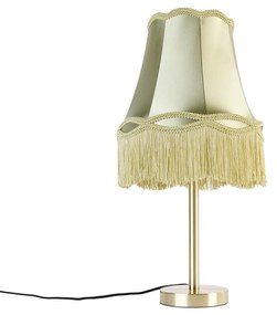 Klasszikus asztali lámpa sárgarézzel és Granny árnyékolóval zöld 30 cm - Simplo
