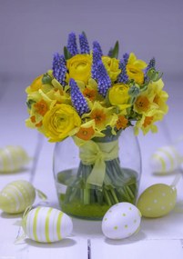 Poszter 21x29,7cm Húsvéti tojások egy csokor virág körül 3, Assaf Frank