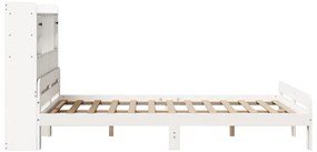 fehér tömör fenyőfa könyvespolcos ágy matrac nélkül 140x190 cm