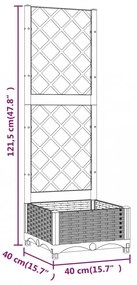 sötétszürke PP rácsos kerti ültetőláda 40 x 40 x 121,5 cm
