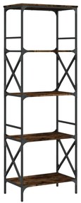 5 szintes füstös tölgy szerelt fa könyvespolc 59 x 35 x 132 cm