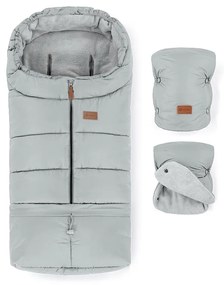 PETITE&MARS - SZETT Babakocsi bundazsák 3 az 1-ben JIBOT + babakocsi kézmelegítők világosszürke