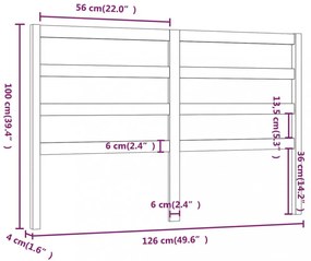 mézbarna tömör fenyőfa ágy fejtámla 126 x 4 x 100 cm