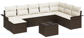 8 Darabos Kert Kanapé Szett Párnákkal Szürke Poly Rattan
