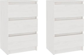 vidaXL 2 db fehér tömör fenyőfa éjjeliszekrény 40 x 29,5 x 64 cm
