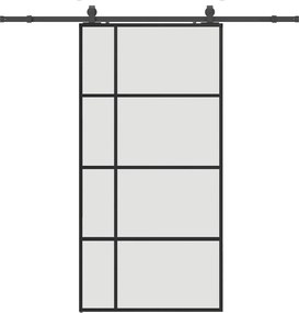 vidaXL fekete ESG üveg tolóajtó fémszerelvény-szettel 102,5x205 cm