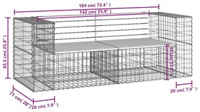 tömör fenyőfa gabion kerti pad 184x71x65,5 cm