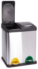 Matt ezüstszínű acél szelektív pedálos szemetes 2x8 l Tri Selectif – MSV