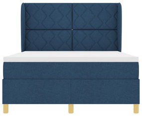 Boxspring Ágy Mattal - Kék - 140x200 cm - Szövet