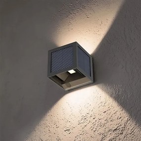 LED napelemes fali lámpa érzékelővel LED/9W/3,7V 3000/4000/6000K IP65 2600mAh fekete