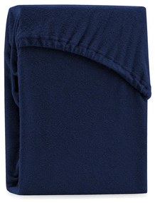 Ruby Navy Blue sötétkék kétszemélyes gumis lepedő, 220-240 x 220 cm - AmeliaHome