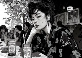 Poszter 100x70cm Fekete Kimono