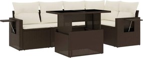 vidaXL 6 részes barna polyrattan kerti ülőgarnitúra párnával