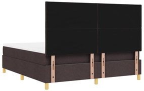Box Spring Ágy matraccal és LED-del Sötétbarna 180x200 cm Szövet
