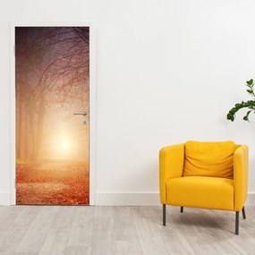 Fotótapéta ajtóra - Őszi erdő a ködben (95x205cm)