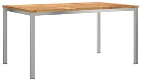 7 Darabos Kerti Étkező Szett Tömör Tíkfából, Kültéri Étkező Asztal 150x90x75 cm Tömör Tíkfából