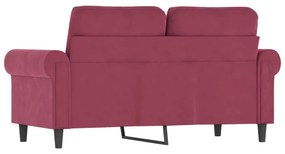 kétszemélyes bordó bársony kanapé 120 cm