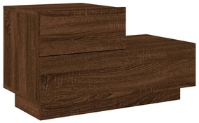 Barna tölgyszínű éjjeliszekrény LED-világítással 70x36x40,5 cm